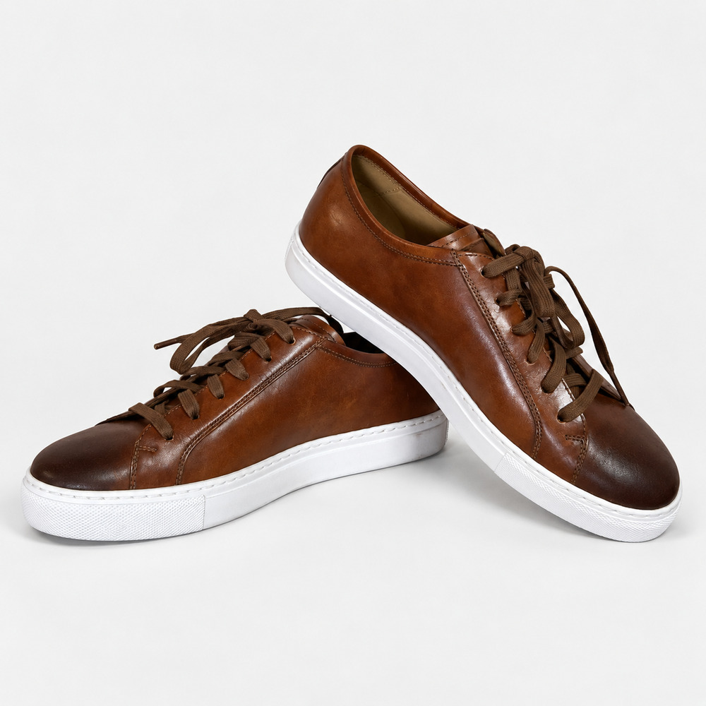 Magnanni Men's 11.5 Brown Leather Low Top Sneakers 17962 Made in Spain